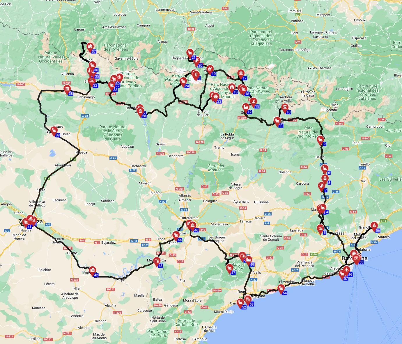 Barcelona Roundtrip - West -  Pyrenees